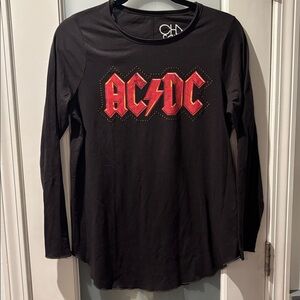 AC/DC Chaser Black Long Sleeve Tee with Red Graphic